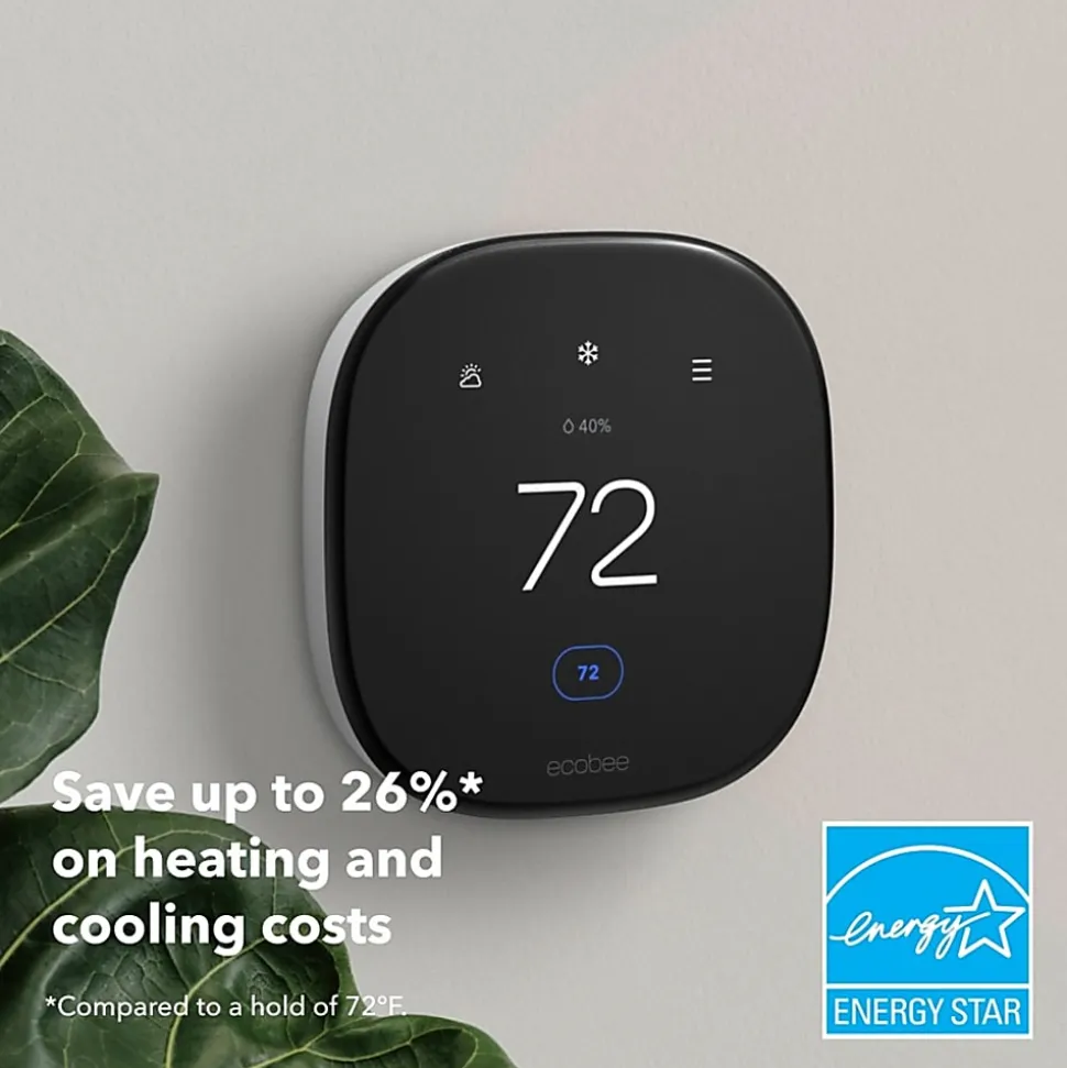 ecobee Smart Thermostat Enhanced - For Smartphone, Home - Alexa, HomeKit, SmartThings, IFTTT, Google Assistant Supported