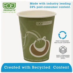 Eco-Products Evolution World PCF Hot Cups, 12 Oz, Sea Green, Pack Of 1,000