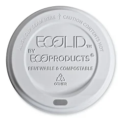 Eco-Products Hot Cup Lids, Fits 10-20 Oz Cups, Translucent, Pack Of 800 Lids