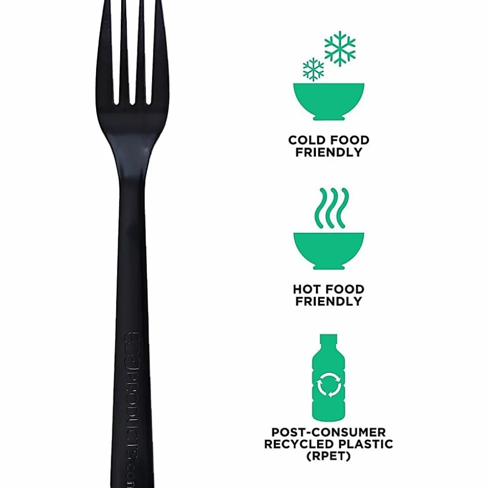 Eco-Products® Polystyrene Forks, Black, 100% Recycled, Box Of 1,000