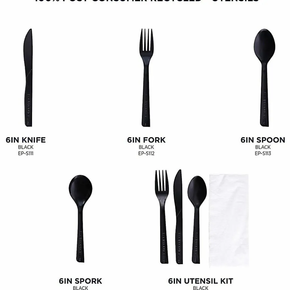 Eco-Products® Polystyrene Forks, Black, 100% Recycled, Box Of 1,000