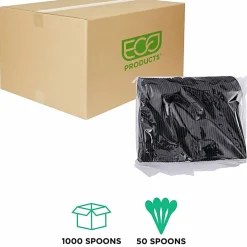 Eco-Products® 100% Recycled Polystyrene Cutlery, Spoons, Black, Box Of 1000
