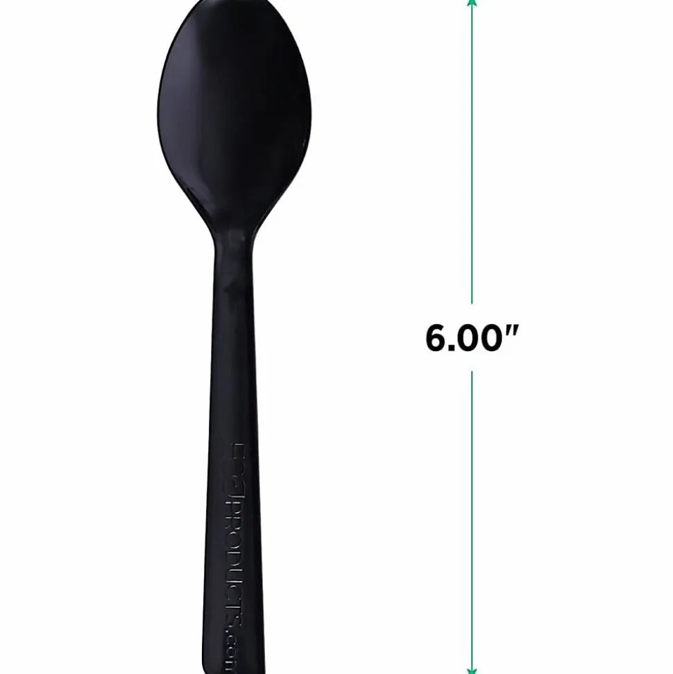 Eco-Products® 100% Recycled Polystyrene Cutlery, Spoons, Black, Box Of 1000