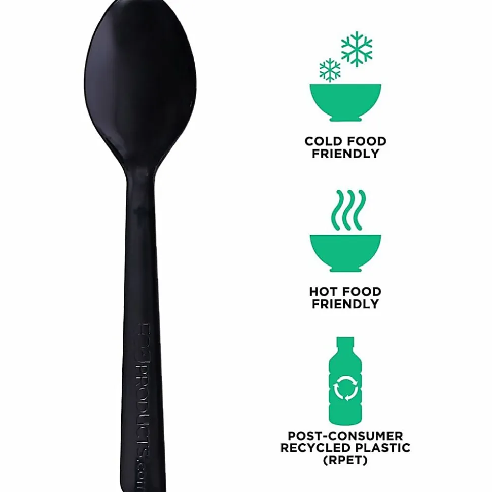Eco-Products® 100% Recycled Polystyrene Cutlery, Spoons, Black, Box Of 1000