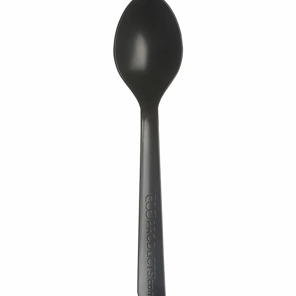 Eco-Products® 100% Recycled Polystyrene Cutlery, Spoons, Black, Box Of 1000