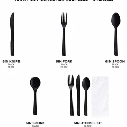 Eco-Products® 100% Recycled Polystyrene Cutlery, Spoons, Black, Box Of 1000