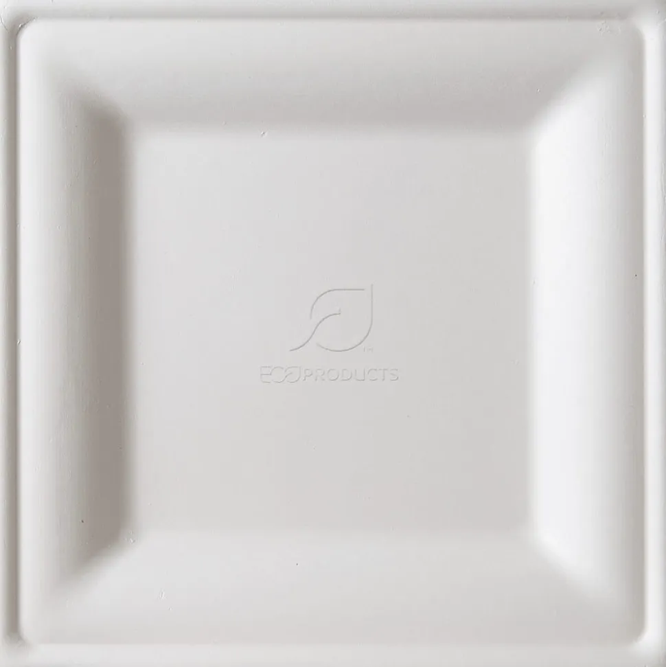 Eco-Products 10" Sugarcane Dinnerware Plates - Serving - Disposable - Microwave Safe - White - Sugarcane Body - 250 / Carton
