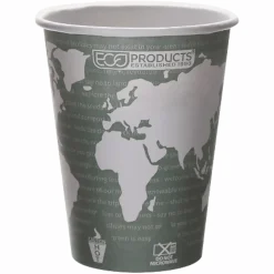 Eco-Products World Art Hot Beverage Cups, 12 Oz, Green, Carton Of 1,000