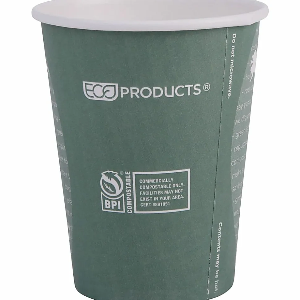 Eco-Products World Art Hot Beverage Cups, 12 Oz, Green, Carton Of 1,000
