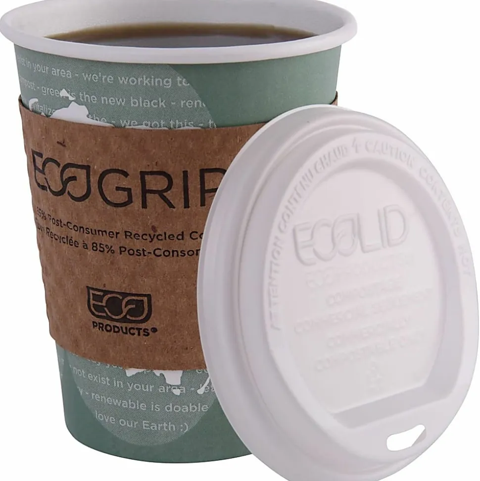 Eco-Products World Art Hot Beverage Cups, 12 Oz, Green, Carton Of 1,000