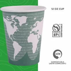 Eco-Products World Art Hot Beverage Cups, 12 Oz, Green, Carton Of 1,000