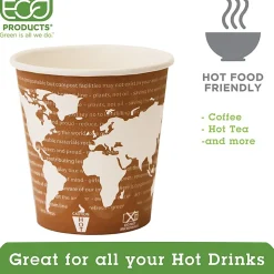 Eco-Products World Art Hot Beverage Cups, 10 Oz, Orange, Carton Of 1,000