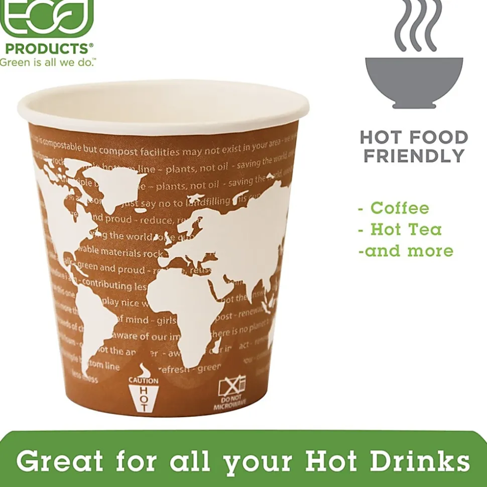 Eco-Products World Art Hot Beverage Cups, 10 Oz, Orange, Carton Of 1,000