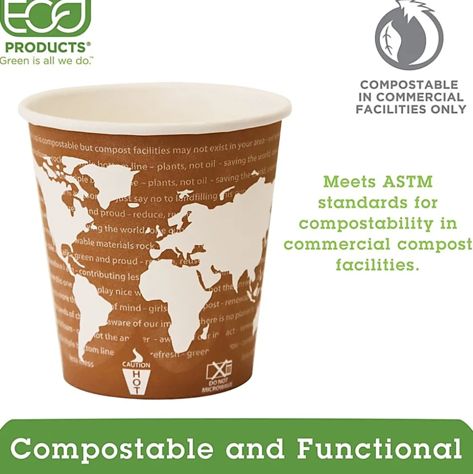 Eco-Products World Art Hot Beverage Cups, 10 Oz, Orange, Carton Of 1,000