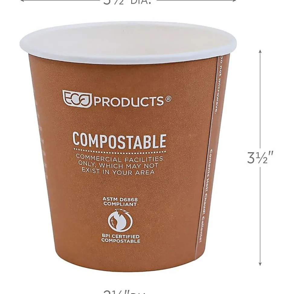 Eco-Products World Art Hot Beverage Cups, 10 Oz, Orange, Carton Of 1,000