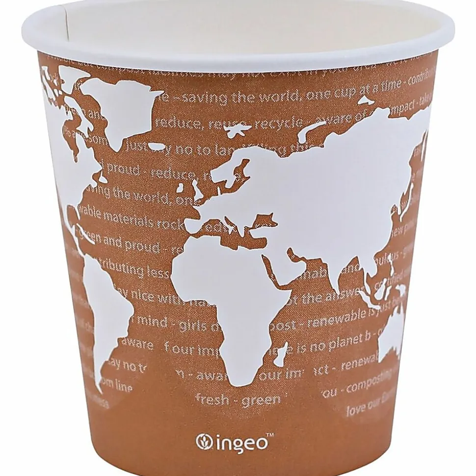 Eco-Products World Art Hot Beverage Cups, 10 Oz, Orange, Carton Of 1,000