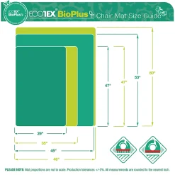 Ecotex BioPlus Polycarbonate Chair Mat for Low / Medium Pile Carpets up to 1/2" thick - 45" x 53"