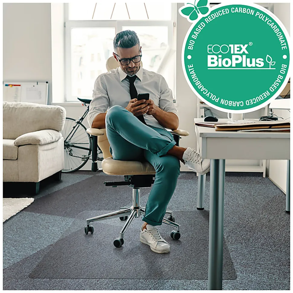 Ecotex BioPlus Polycarbonate Chair Mat for Low / Medium Pile Carpets up to 1/2" thick - 45" x 53"