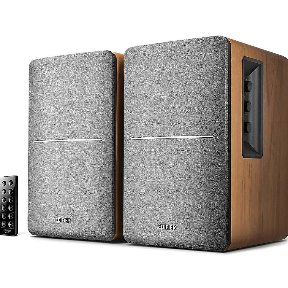 Edifier R1280DB 42-Watt RMS Amplified Bluetooth® Bookshelf Wired Speaker System, Brown