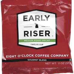 Eight O'Clock Ground Filter Pouch Coffee, 2 Oz, Early Riser, Medium Roast, Case Of 48 Pouches