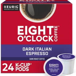 Eight O'Clock® Single-Serve Coffee K-Cup® Pods, Dark Italian, Carton Of 24