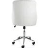 Elama Adjustable Faux Leather Mid-Back Rolling Office Chair, White/Chrome