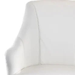 Elama Adjustable Faux Leather Mid-Back Rolling Office Chair, White/Chrome