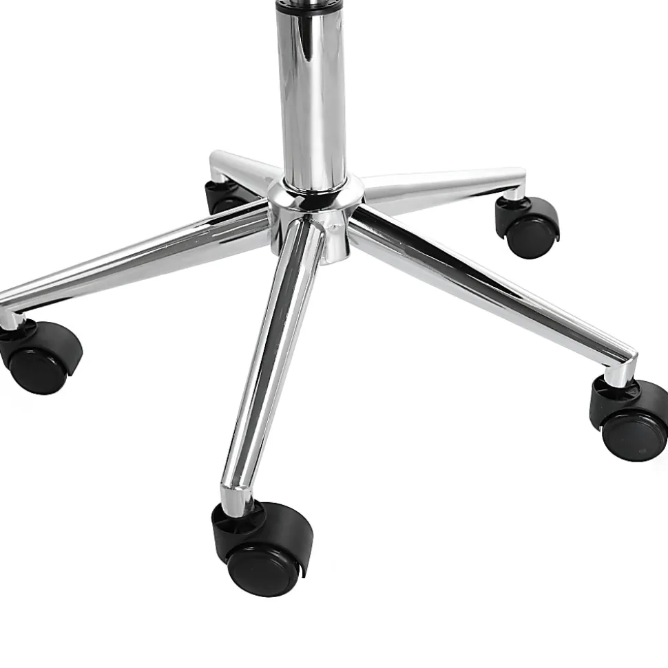 Elama Adjustable Faux Leather Mid-Back Rolling Office Chair, White/Chrome