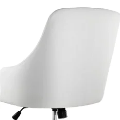 Elama Adjustable Faux Leather Mid-Back Rolling Office Chair, White/Chrome