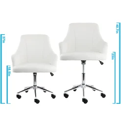 Elama Adjustable Faux Leather Mid-Back Rolling Office Chair, White/Chrome