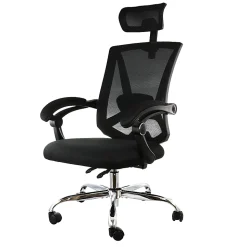 Elama Ergonomic Mesh Full-Back Adjustable Office Task Chair With Headrest, Black
