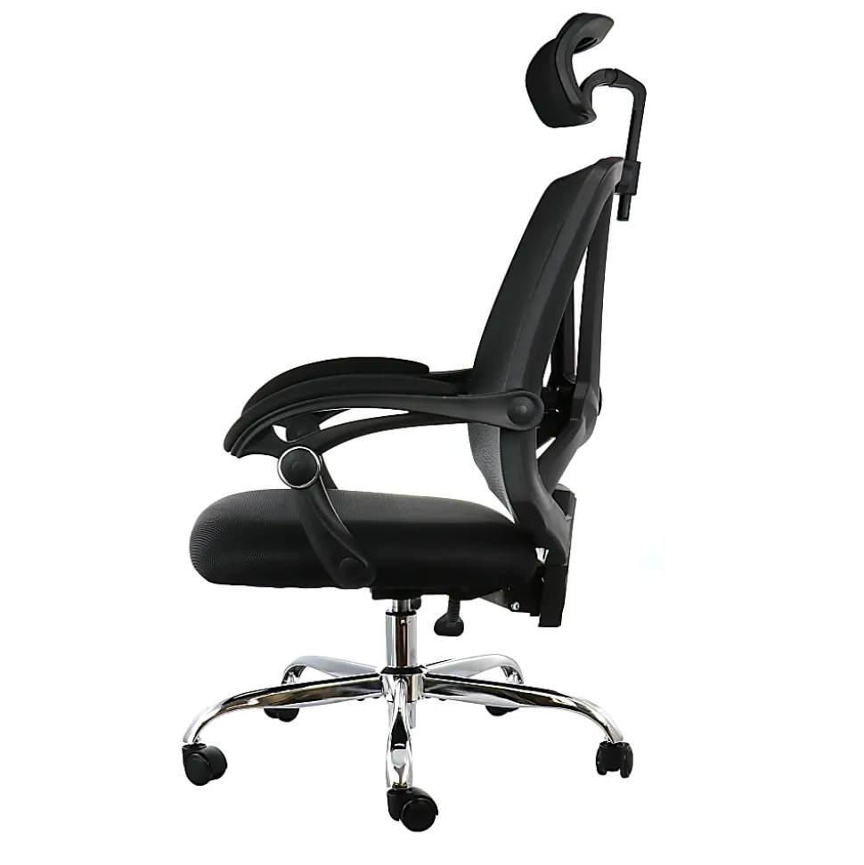 Elama Ergonomic Mesh Full-Back Adjustable Office Task Chair With Headrest, Black