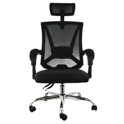 Elama Ergonomic Mesh Full-Back Adjustable Office Task Chair With Headrest, Black
