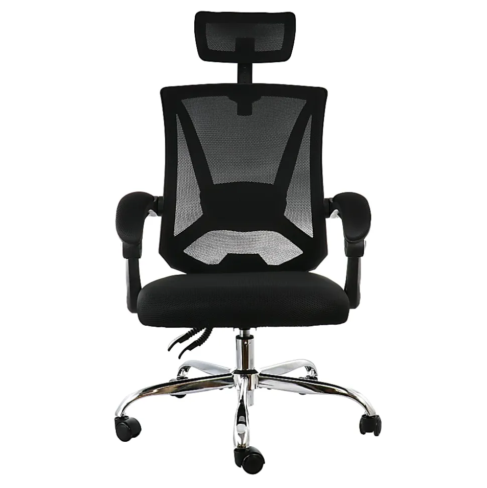 Elama Ergonomic Mesh Full-Back Adjustable Office Task Chair With Headrest, Black