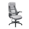 Elama Faux Leather/Fabric High-Back Adjustable Office Chair, Light Gray/Dark Gray