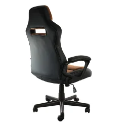 Elama Faux Leather High-Back Adjustable Office Chair, Black/Brown
