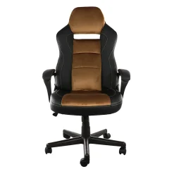 Elama Faux Leather High-Back Adjustable Office Chair, Black/Brown