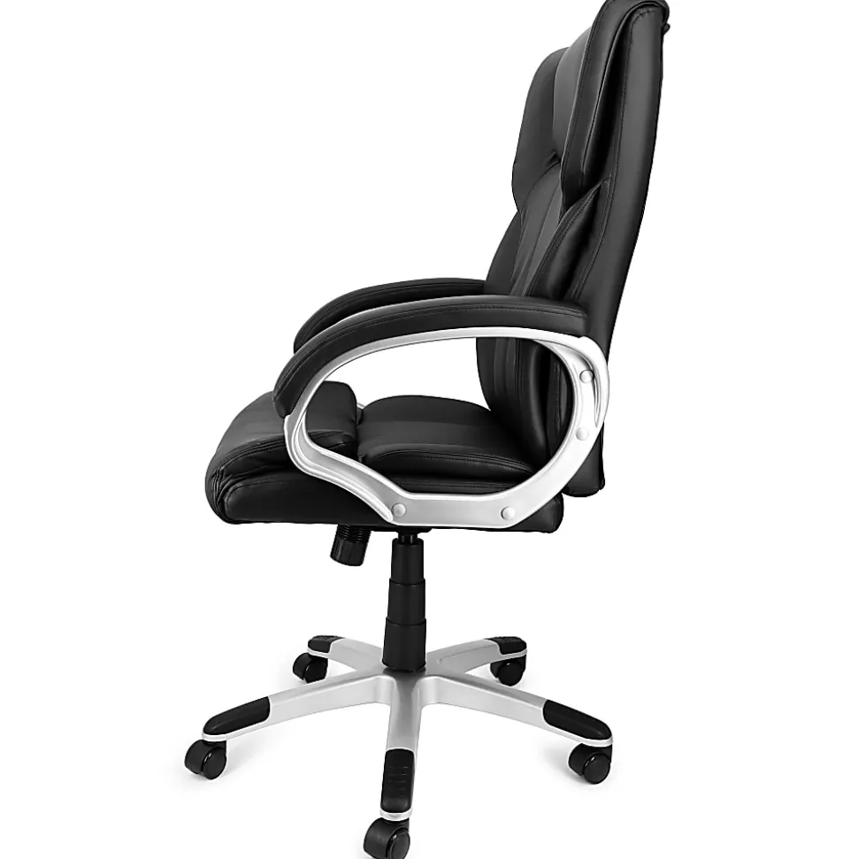 Elama Faux Leather High-Back Adjustable Office Chair, Black/Gray, 995120166M