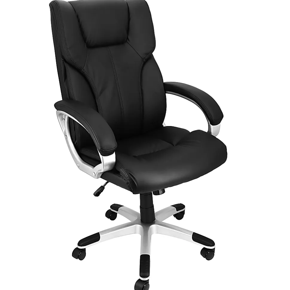 Elama Faux Leather High-Back Adjustable Office Chair, Black/Gray, 995120166M