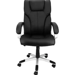 Elama Faux Leather High-Back Adjustable Office Chair, Black/Gray, 995120166M
