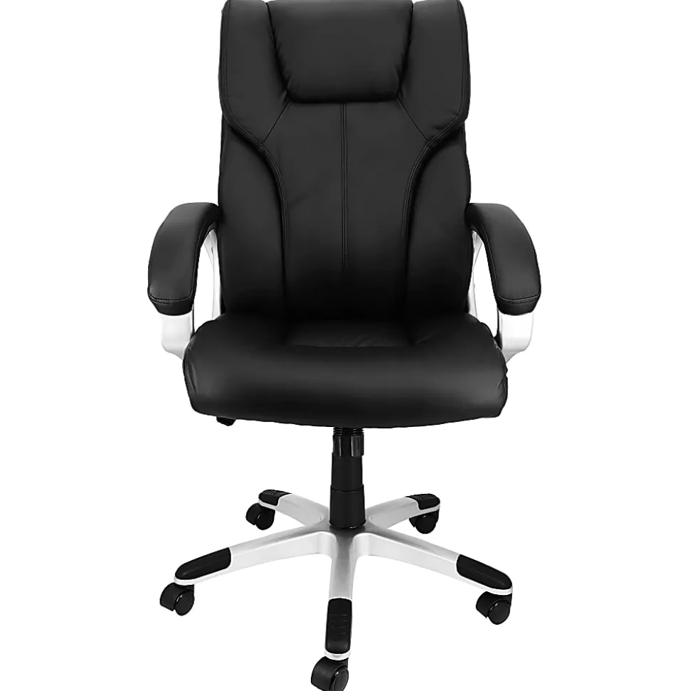 Elama Faux Leather High-Back Adjustable Office Chair, Black/Gray, 995120166M