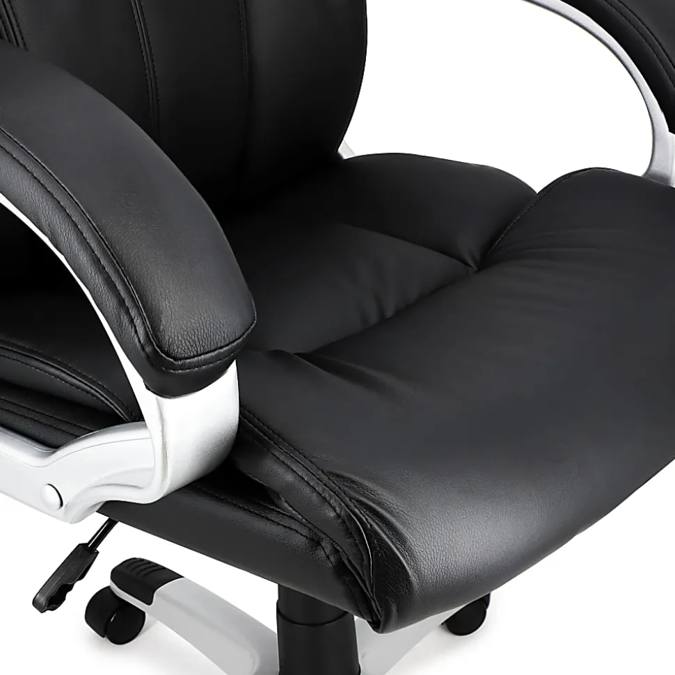 Elama Faux Leather High-Back Adjustable Office Chair, Black/Gray, 995120166M