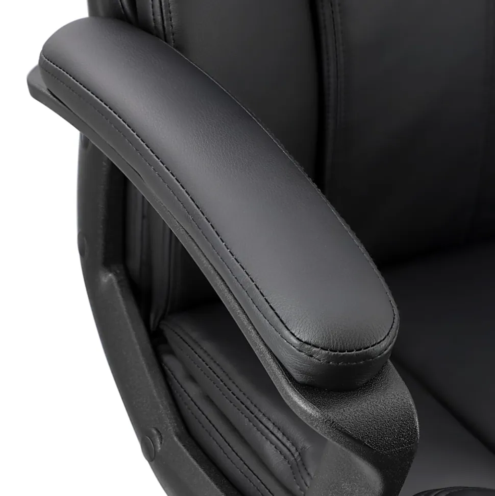 Elama Faux Leather High-Back Adjustable Office Chair, Plush Tuft, Black