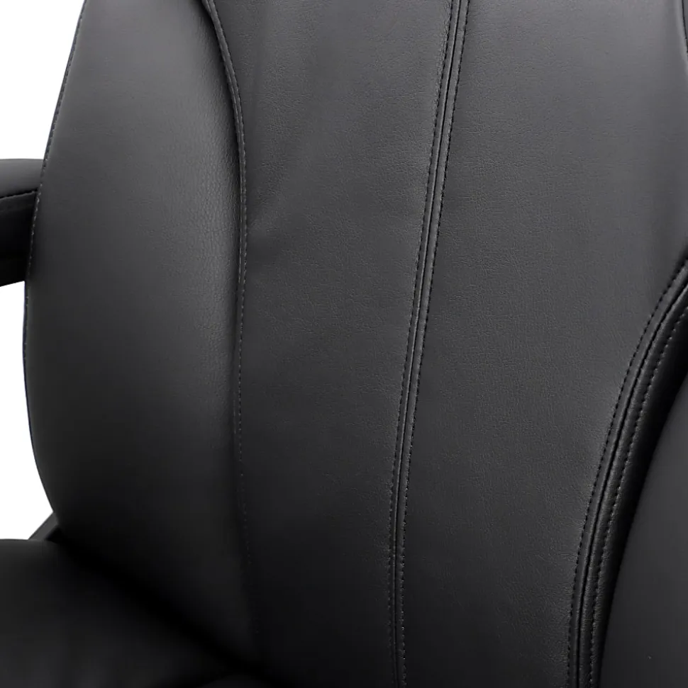 Elama Faux Leather High-Back Adjustable Office Chair, Plush Tuft, Black