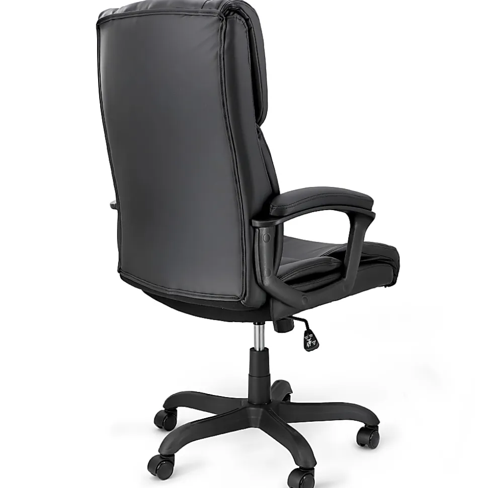 Elama Faux Leather High-Back Adjustable Office Chair, Plush Tuft, Black