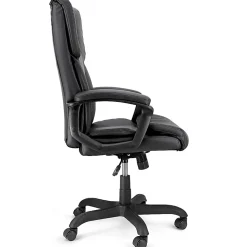 Elama Faux Leather High-Back Adjustable Office Chair, Plush Tuft, Black