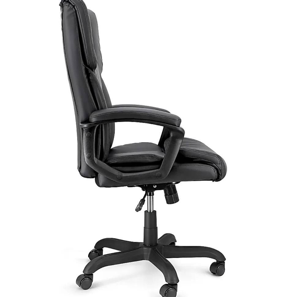 Elama Faux Leather High-Back Adjustable Office Chair, Plush Tuft, Black