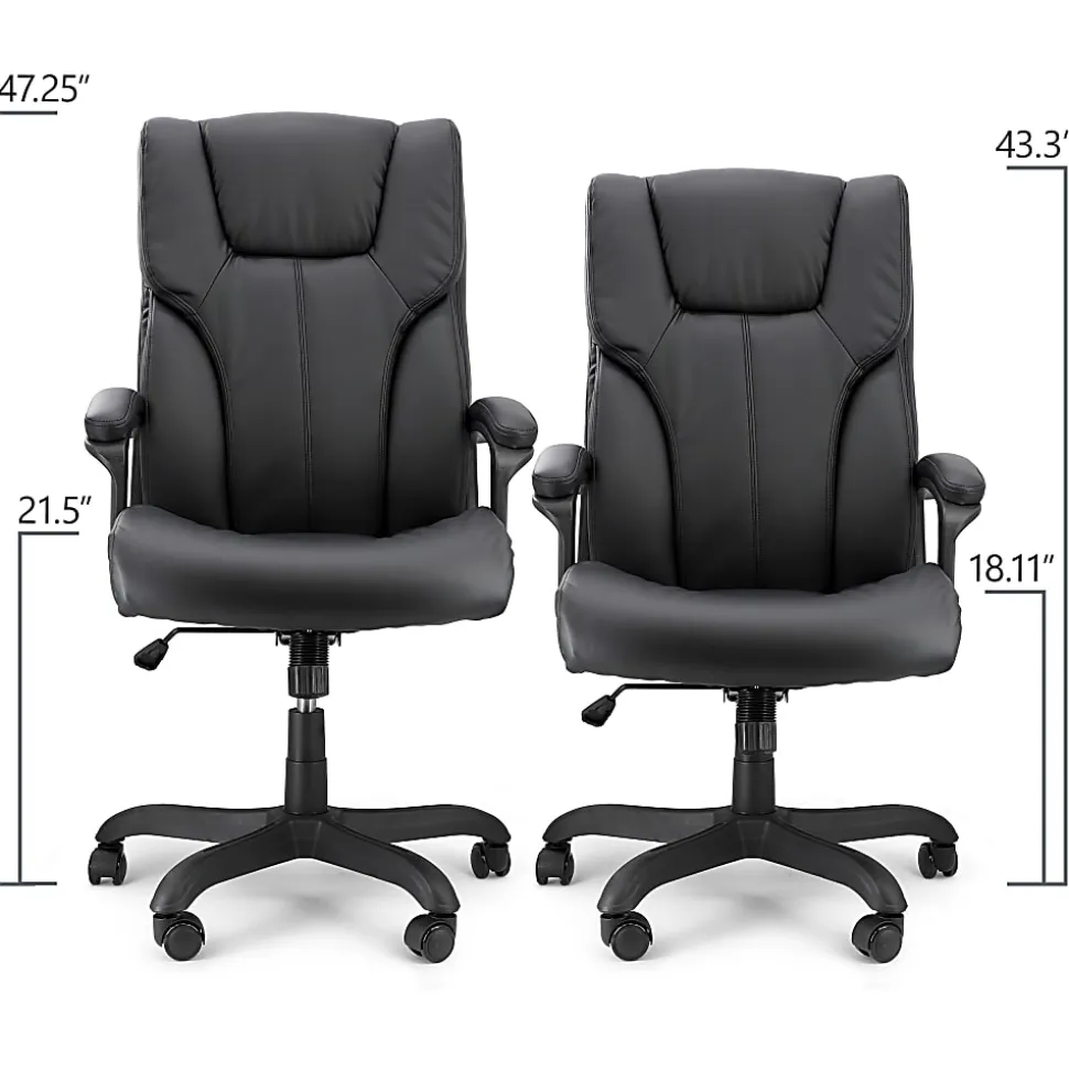 Elama Faux Leather High-Back Adjustable Office Chair, Plush Tuft, Black
