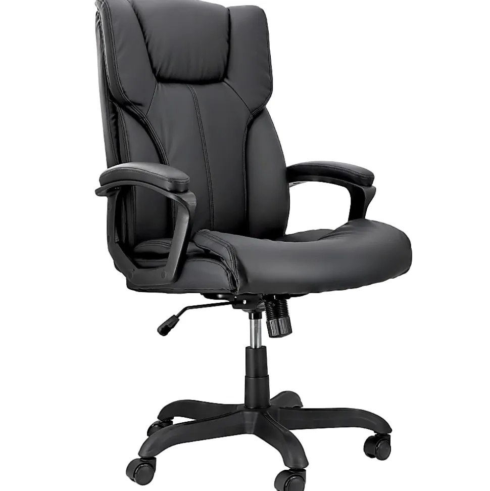 Elama Faux Leather High-Back Adjustable Office Chair, Plush Tuft, Black