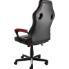 Elama Faux Leather/Mesh/Fabric High-Back Adjustable Office Task Chair, Black/Red Trim